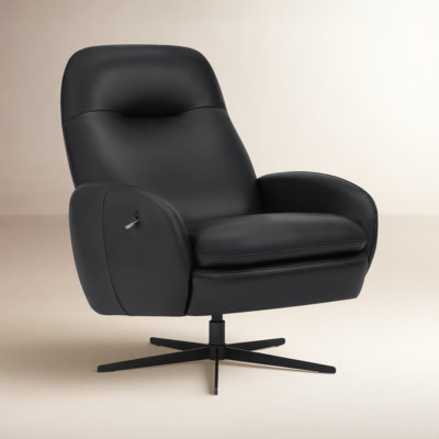 Danva 32" Genuine Leather Push-Back Swivel Recliner