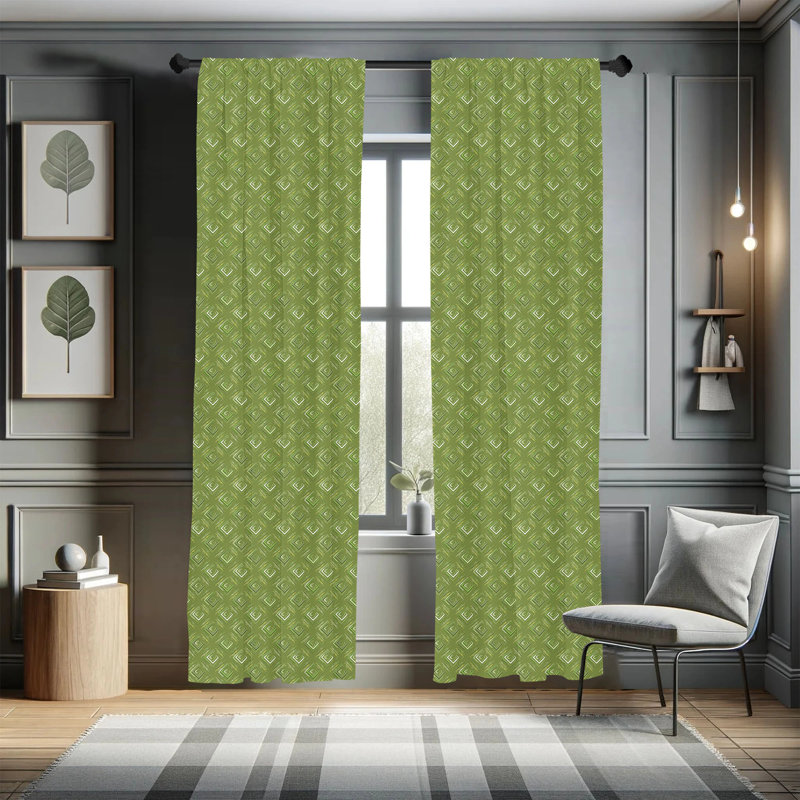 Geometric Semi-Sheer Rod Pocket Curtain Panels, 28" x 63"
