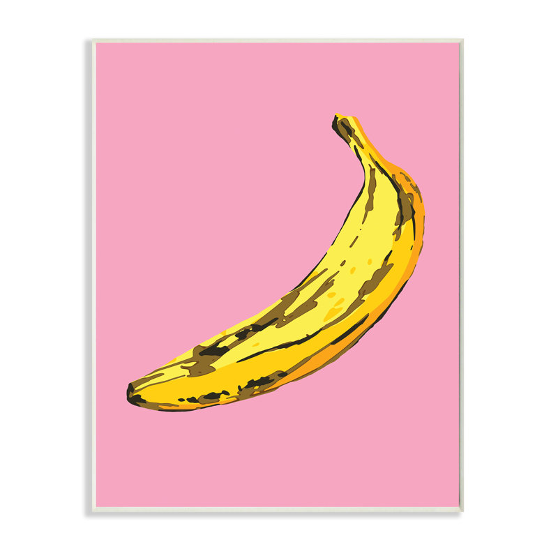 Banane rose pop tropical amusant minime fruit, Plaque murale, H 15 po x l 10 po