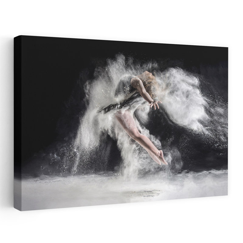 «Dynamic Powder Dancer», art mural contemporain dramatique et élégant, H 12 po x l 18 po