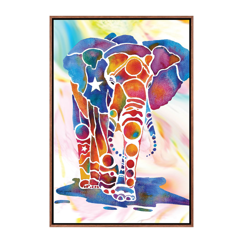 «Elephant II» par Jo Lynch - impression d'art graphique, Pas de tapis, H 26 po x l 18 po x 1,5 po