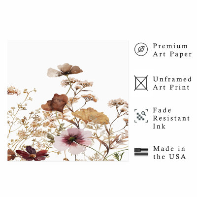 «Floral Fall Wildflowers I Cottage», reproduction d'art non encadrée
