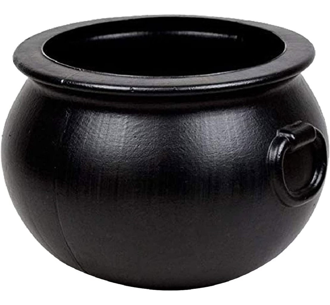 PMU Halloween Cauldron - Blow Mold Plastic Party Accessory - Candy Holder - 12 Inch Black Pkg/1 PMU