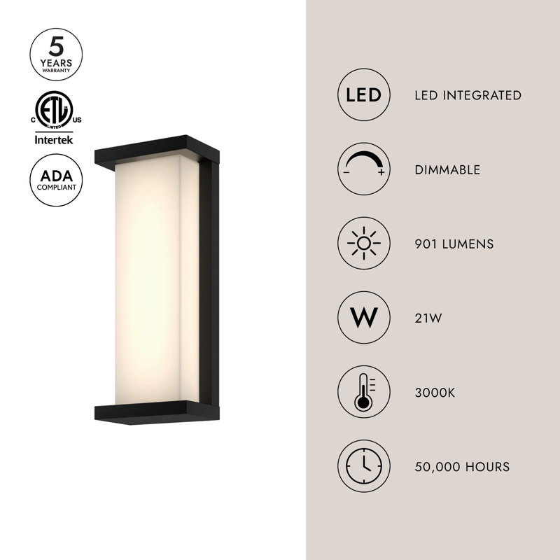 Bravo 1 - Light LED Outdoor Flush Mount, 14" H x 5.62" W x 3.63" D