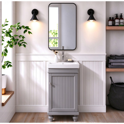 Gros 17.5 " W Freestanding Standard Free Standing 1 Single Vanity Bathroom Vanity With Ceramic Top
