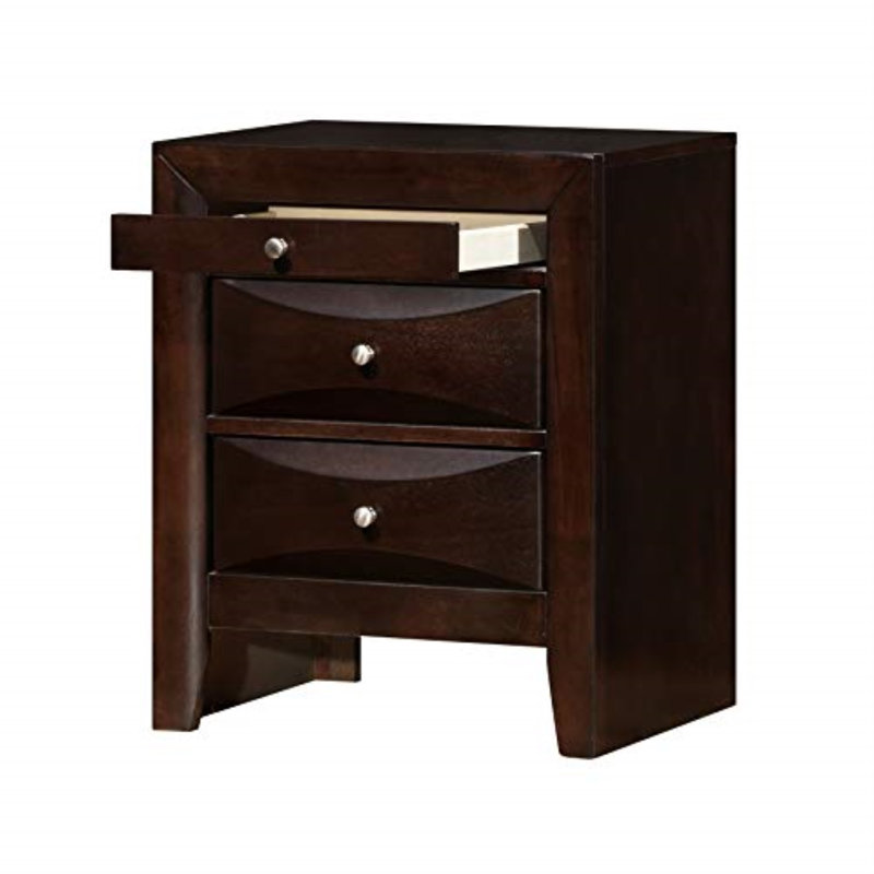 Marilla 3 Drawer Wood Nightstand, Cappuccino