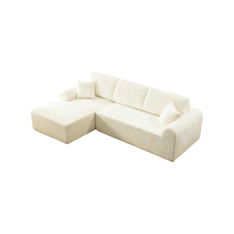 Canapé modulaire 109 po avec méridienne en L 109 po. Canapé modulaire minimaliste moderne., White, Left Hand Facing
