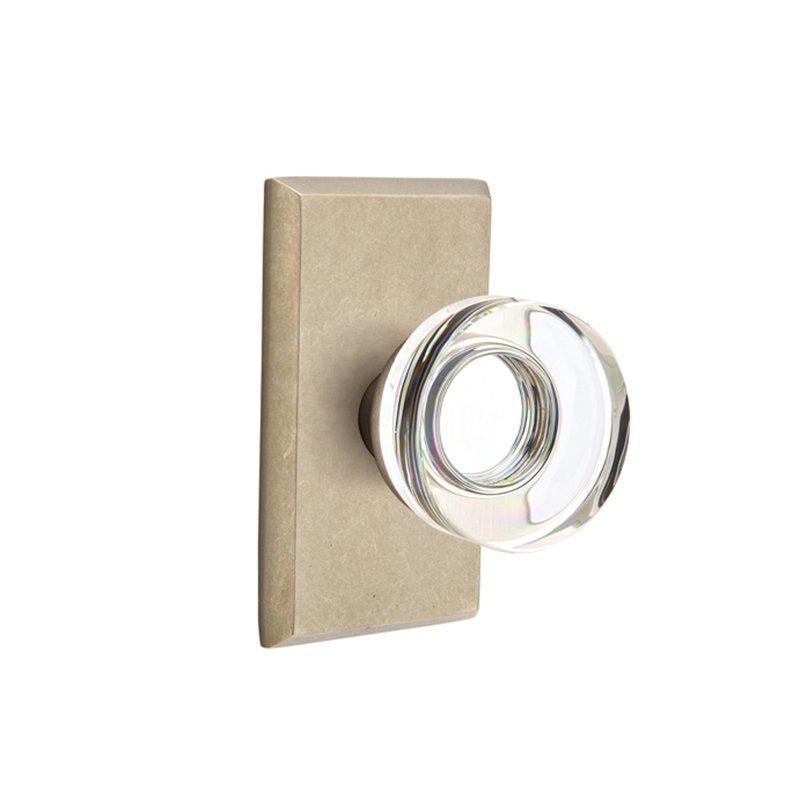 Ensemble de boutons de passage Emtek avec rosette n ° 3 et bouton moderne en verre à disque, Cascade bronze blanc