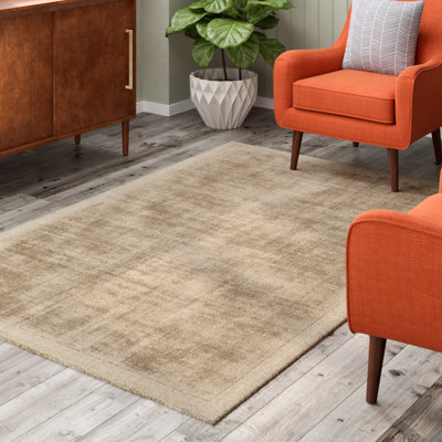 Mckinley Handmade Hand-Loomed Viscose Area Rug in Taupe