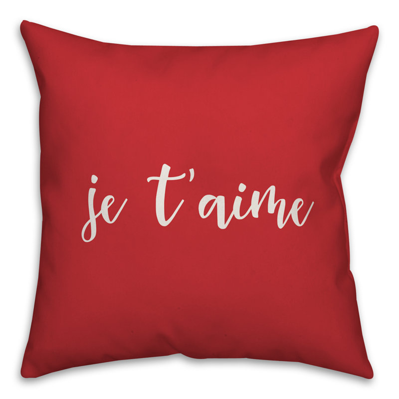 Coussin décoratif t’aime Stratton, Rouge / Blanc, Coussin décoratif