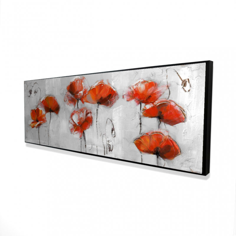 Fleurs rouges - Toile florale encadrée pour le salon