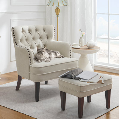Clarkston 28.3'' Wide Tufted Armchair and Ottoman,Accent Chair with Ottoman Set