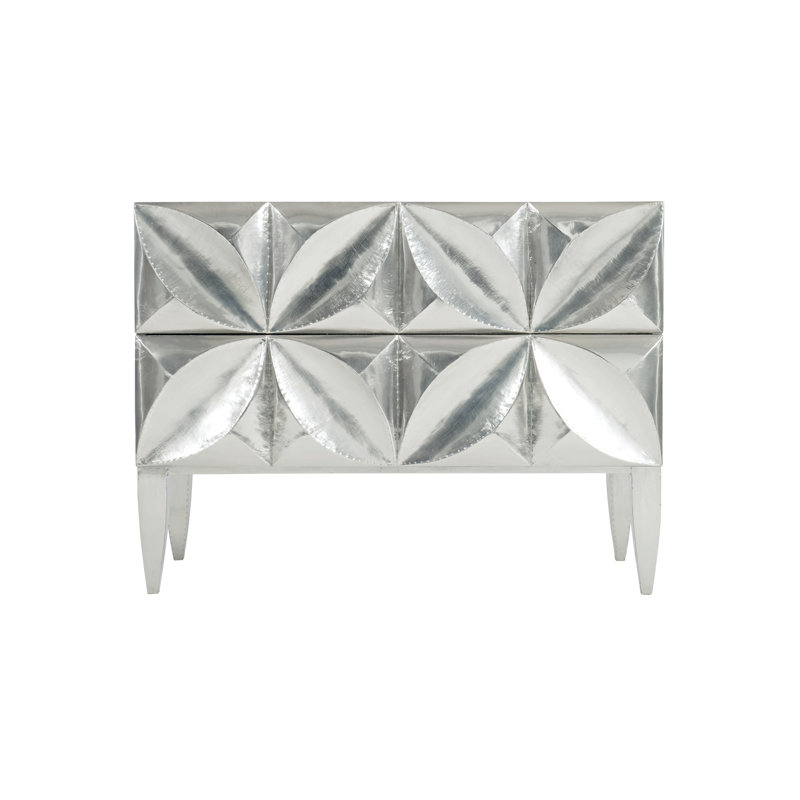 Dahlia Transitional 2-Drawer Silver German Silver Nightstand