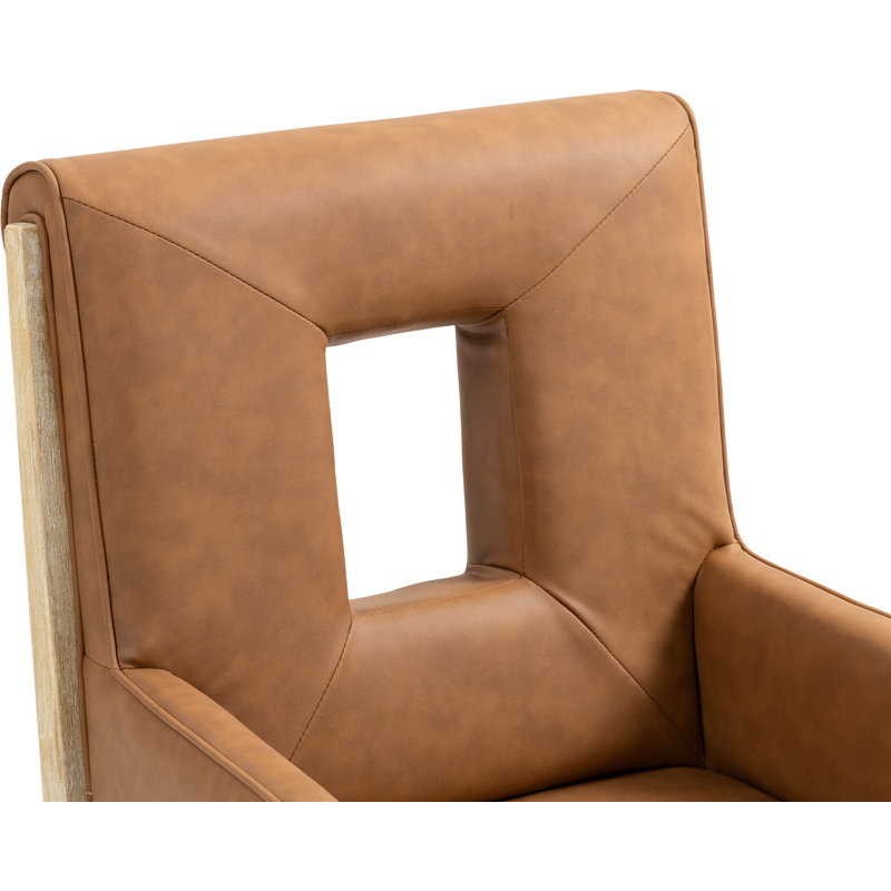Fauteuil de salle à manger Flore, Cuir cognac végétalien, Naturel