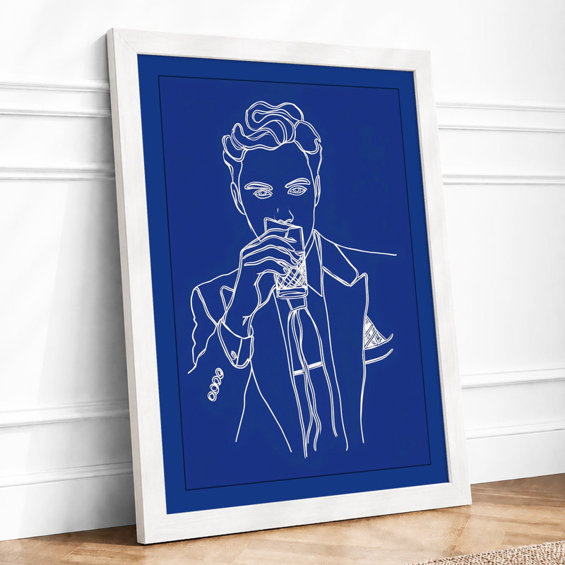 Microphone Moment Minimalist 1 Piece Single Picture Frame Wall Art, A2 - 59.4 x 42.0 cm, White