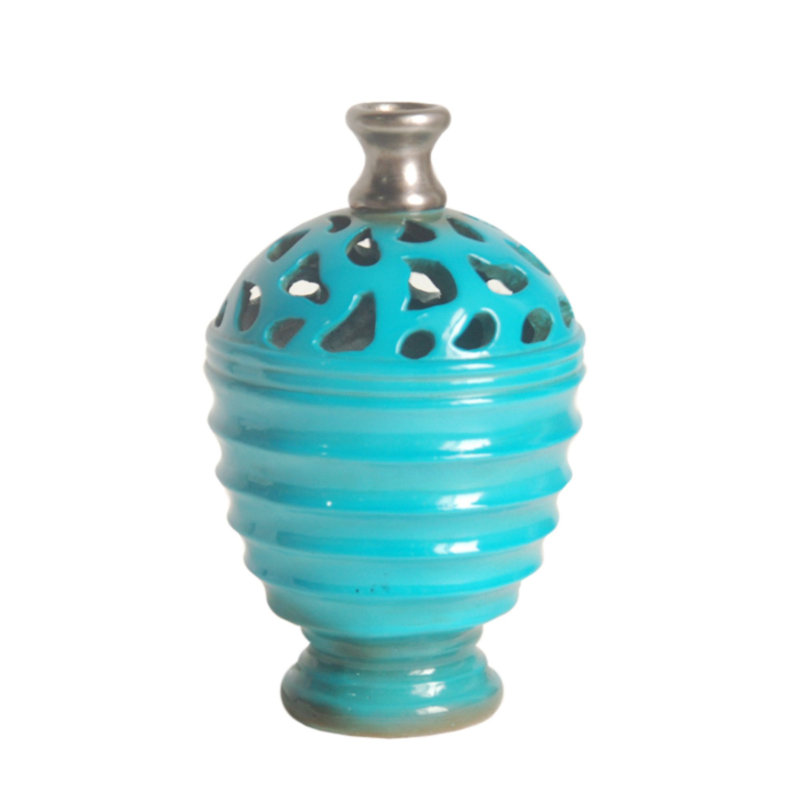 Vase 9,5 ", Bleu azuré / gris