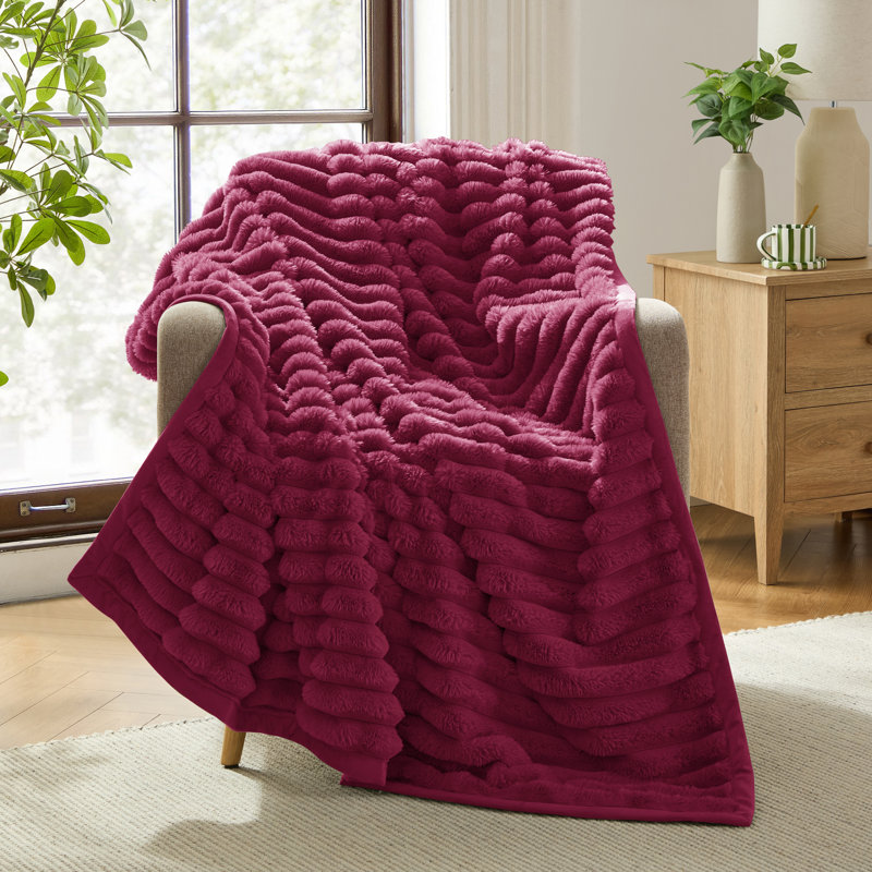 Couverture en super vison super doux réversible, Baie, 52 po x 82 po