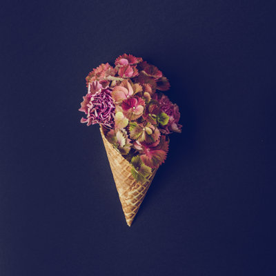 Fresh Flowers In Ice Cream - Wrapped Canvas Print