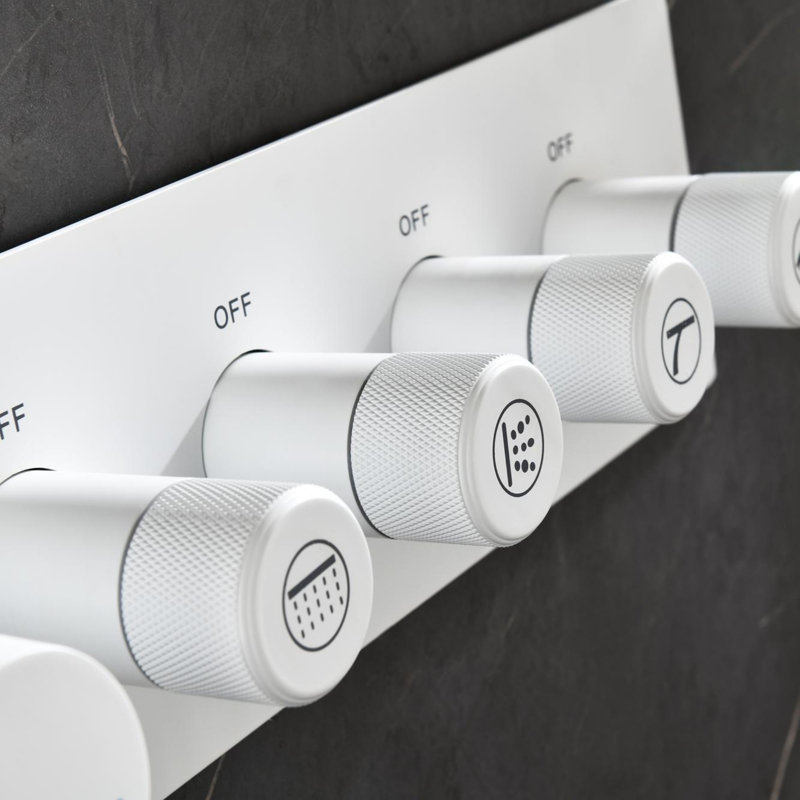 Wall Mounted Waterfall Shower System with Bodysprays, White