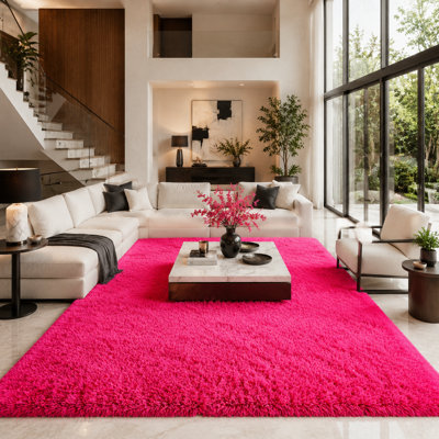 8x10 Ft Hot Pink Extra Large Shag Rugs for Living Room Soft Fluffy Furry Area Rugs for Bedroom Indoor Floor, Aesthetic Carpet for Kids Home Decor