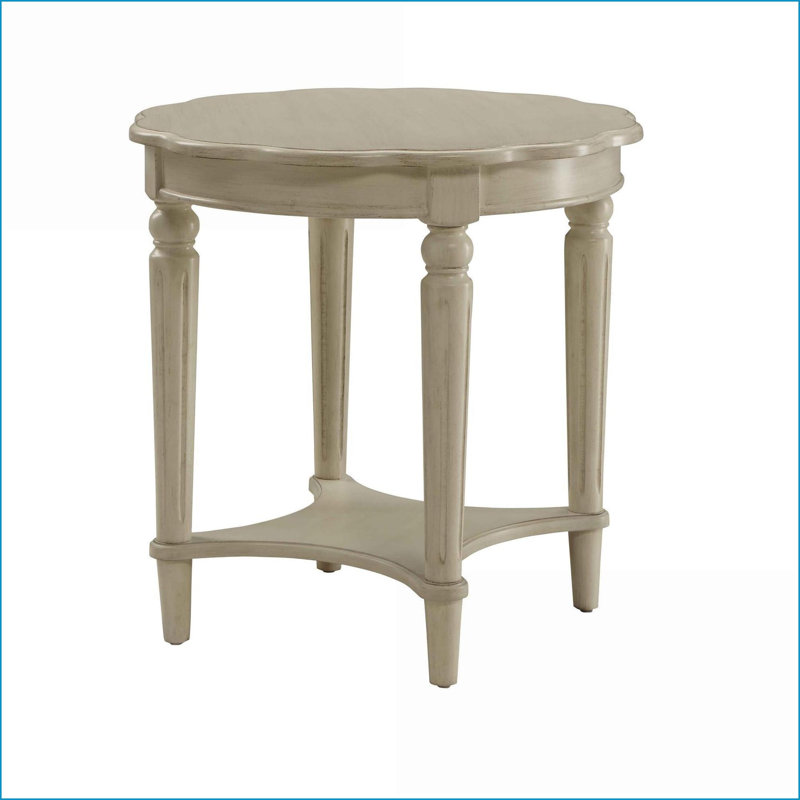 Table basse antique blanche de conception française avec tablette inférieure, charme champêtre Espace de rangement, Beige
