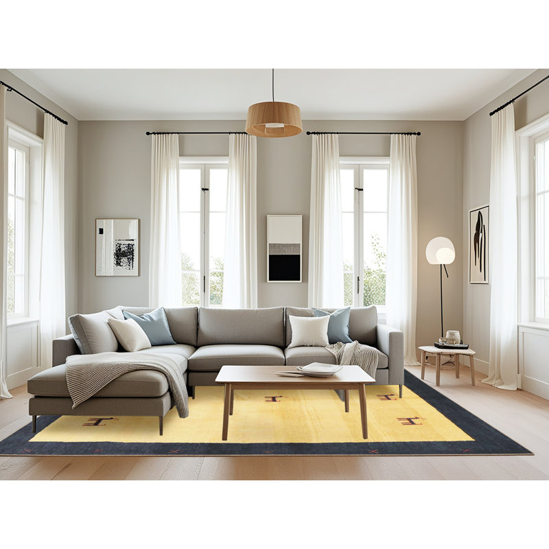 Tapis beige/noir contemporain, Rectangle 8 pi x 10 pi