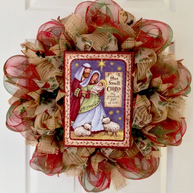 Christmas Religious Wreath One Small Child