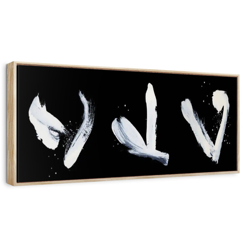 Black Wildman Strokes, Cadre flottant en bois naturel, 28 po x 10 po