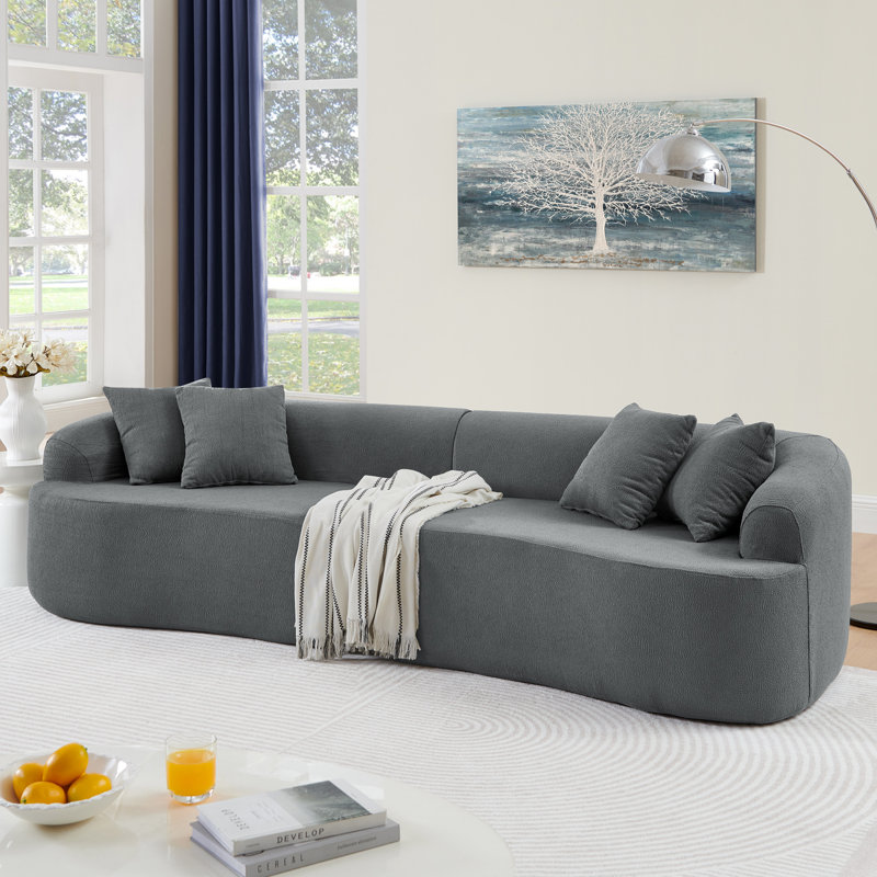 Tissu en laine d'agneau gris courbé, style minimaliste moderne, comprimé, sans assemblage, mousse haute densité pour tissu modulaire de chambre à coucher confortable, maison
