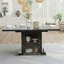 47.24"-63"Modern Rectangle Dining Table, Stretchable, With Printed Black Marble Table Top+Storage Cabinet Table Leg With Metal Base-290267448