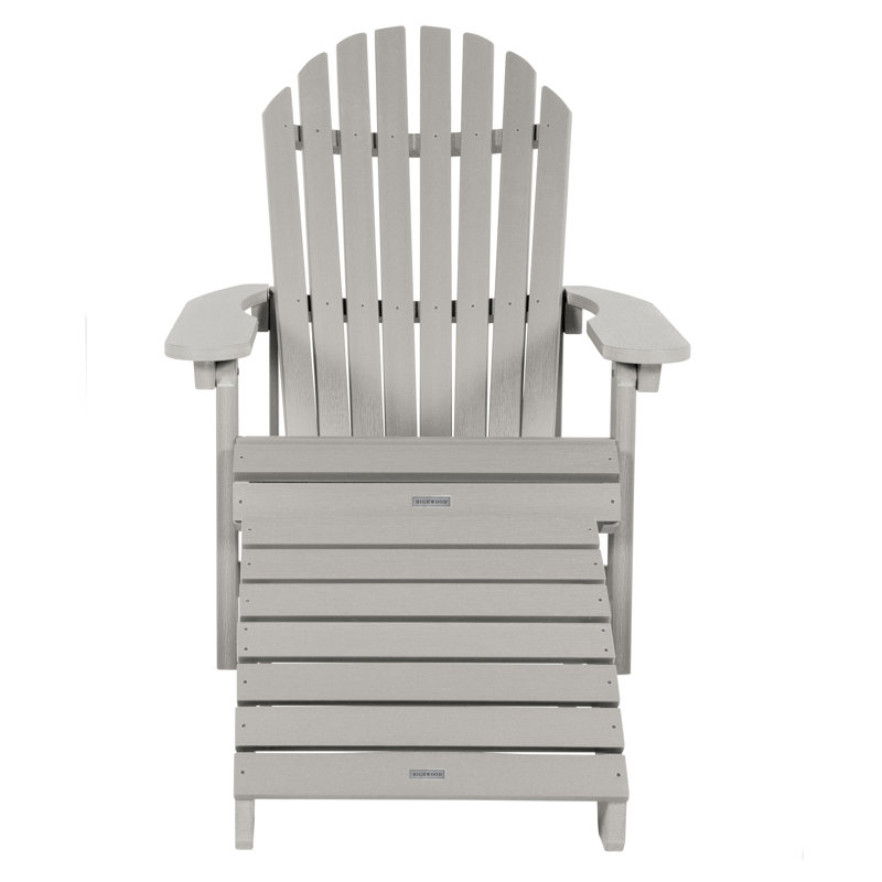 Anette Plastic Folding Adirondack Chair with Ottoman, Harbor Gray