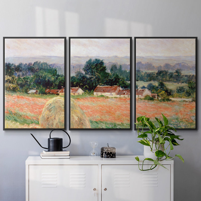 3 pièces Monet, H 36 po x l 75 po x P 2 po, Noir
