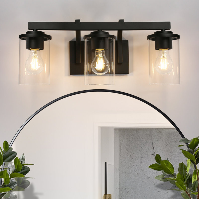 Éclairage pour meuble-lavabo 3/4 lumières Ifm Dimmabel Ifill - options de faux bois et de finition, Noir, Trois lumières