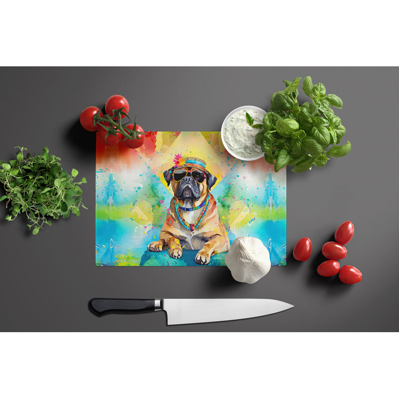 Grande planche à découper en verre Cane Corso Hippie Dawg