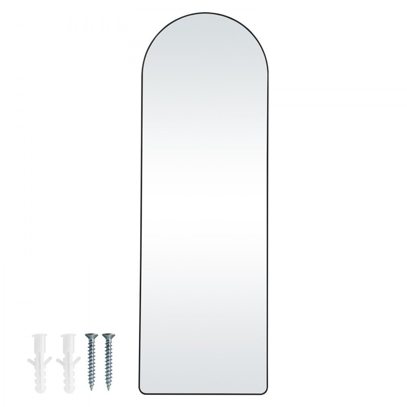 Miroir arqué pleine longueur, grand support suspendu autoportant, 65 po x 22 po