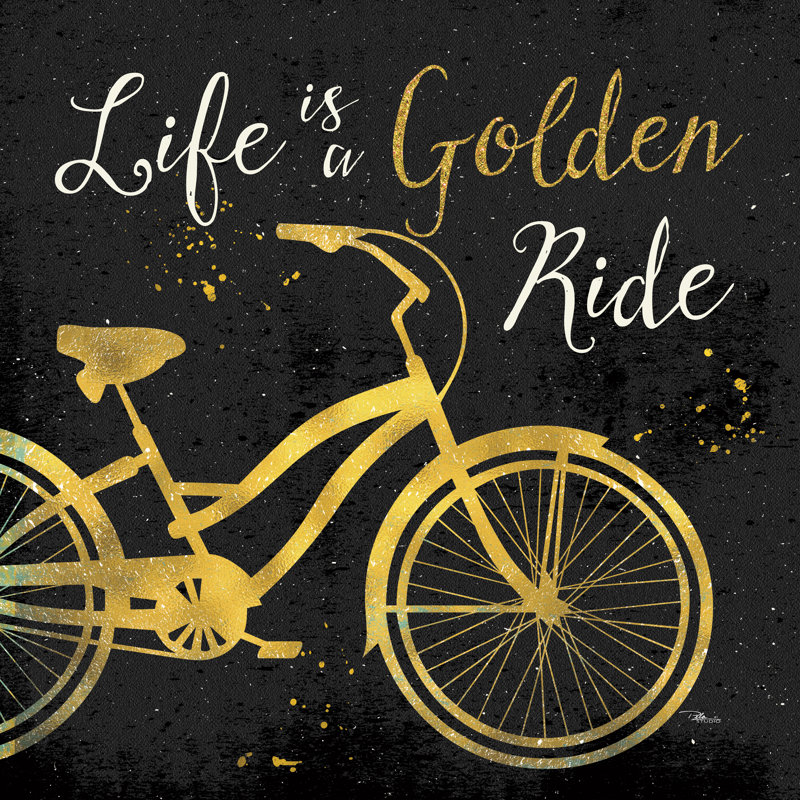 «Golden Ride I Dark» par Pela Studio - Art textuel sur toile tendue, H 36 po x l 36 po, Toile tendue, Non