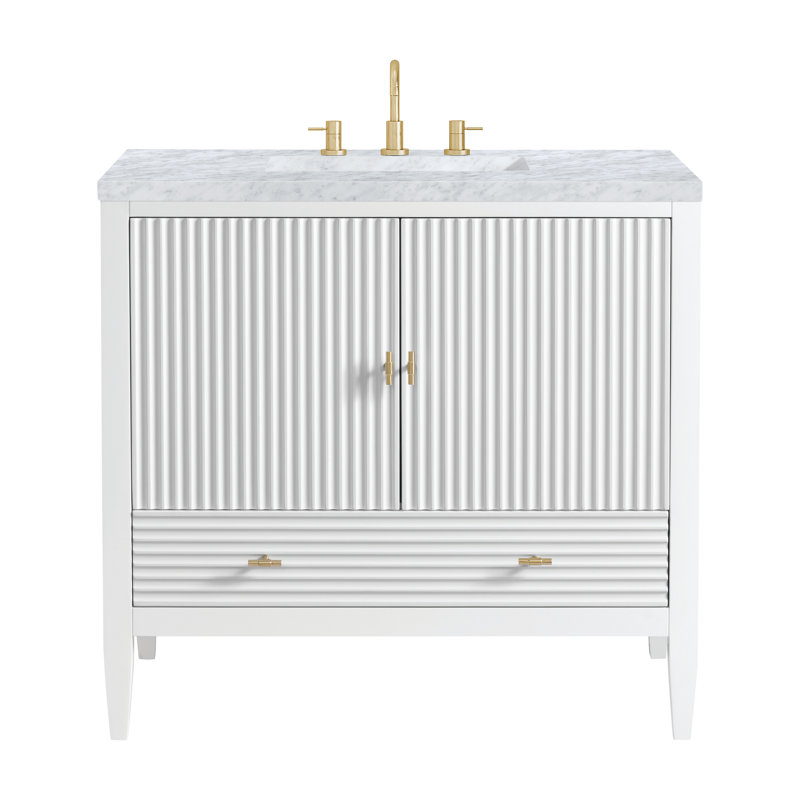 Myrrin 36'' W Single Vanity, Carrara White, Bright White, 8" Widespread