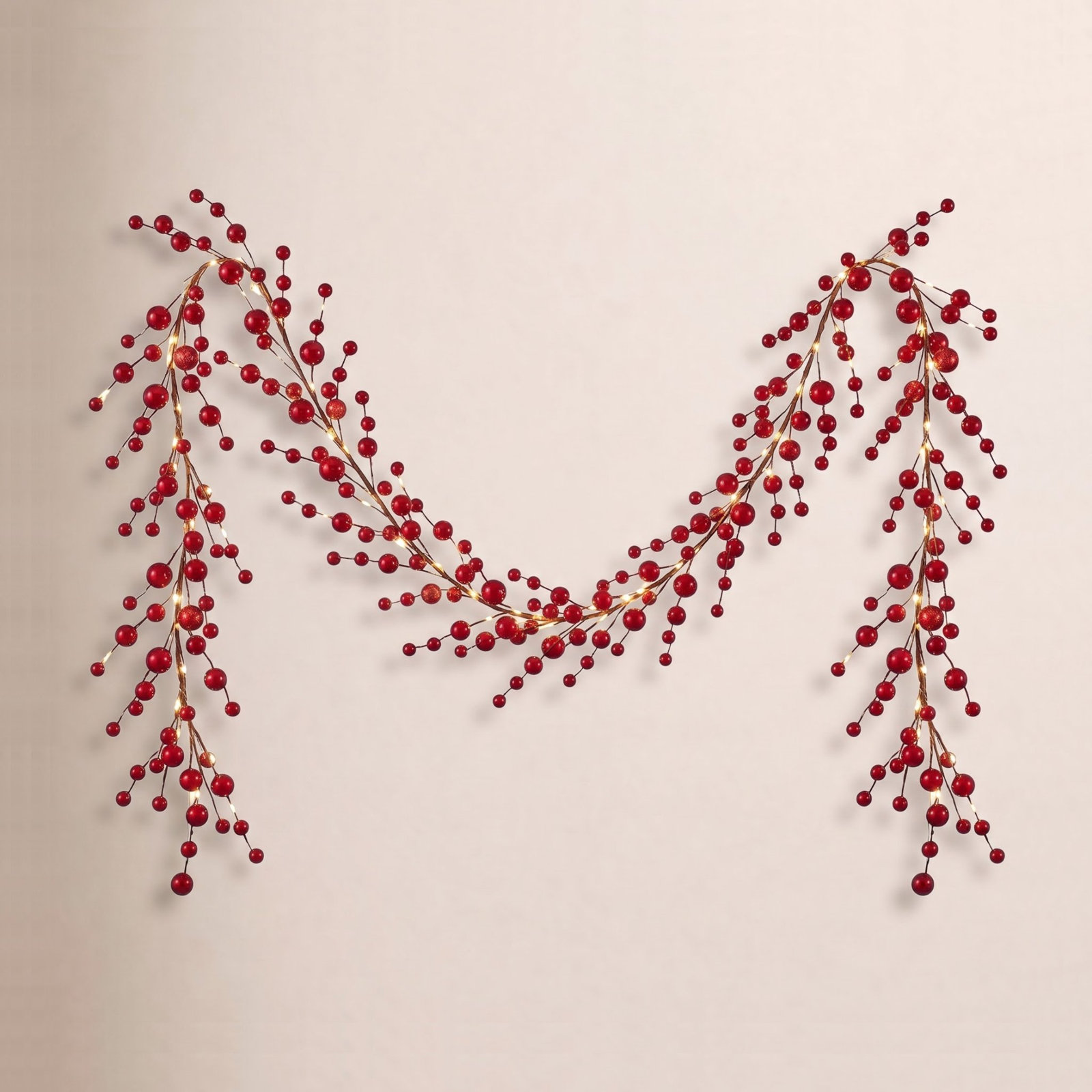 115 " Pre-Lit Christmas Garland, Red