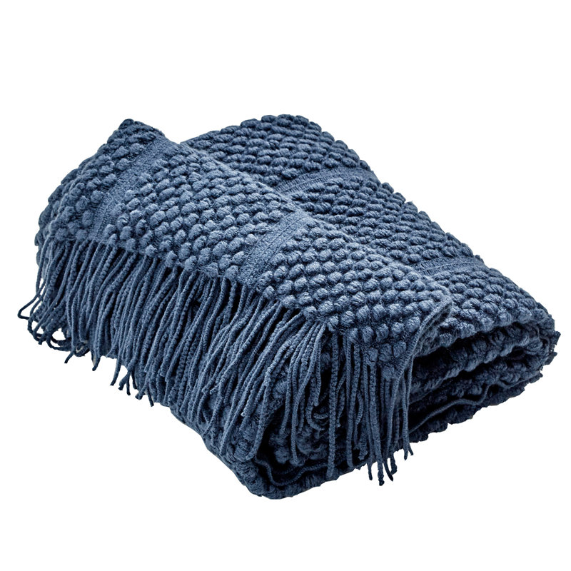 Navy Knitted Throw Blanket 50" x 60"