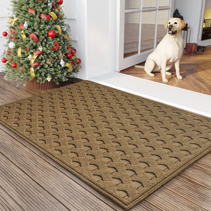 Tapis de porte extérieur antidérapant durable, L 17 po x L 30 po, Kaki