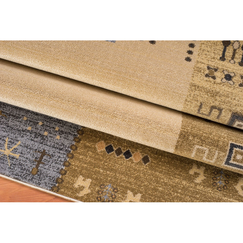 Tapis brun ikat, Rectangle 3 pi 9 po x 5 pi 5 po