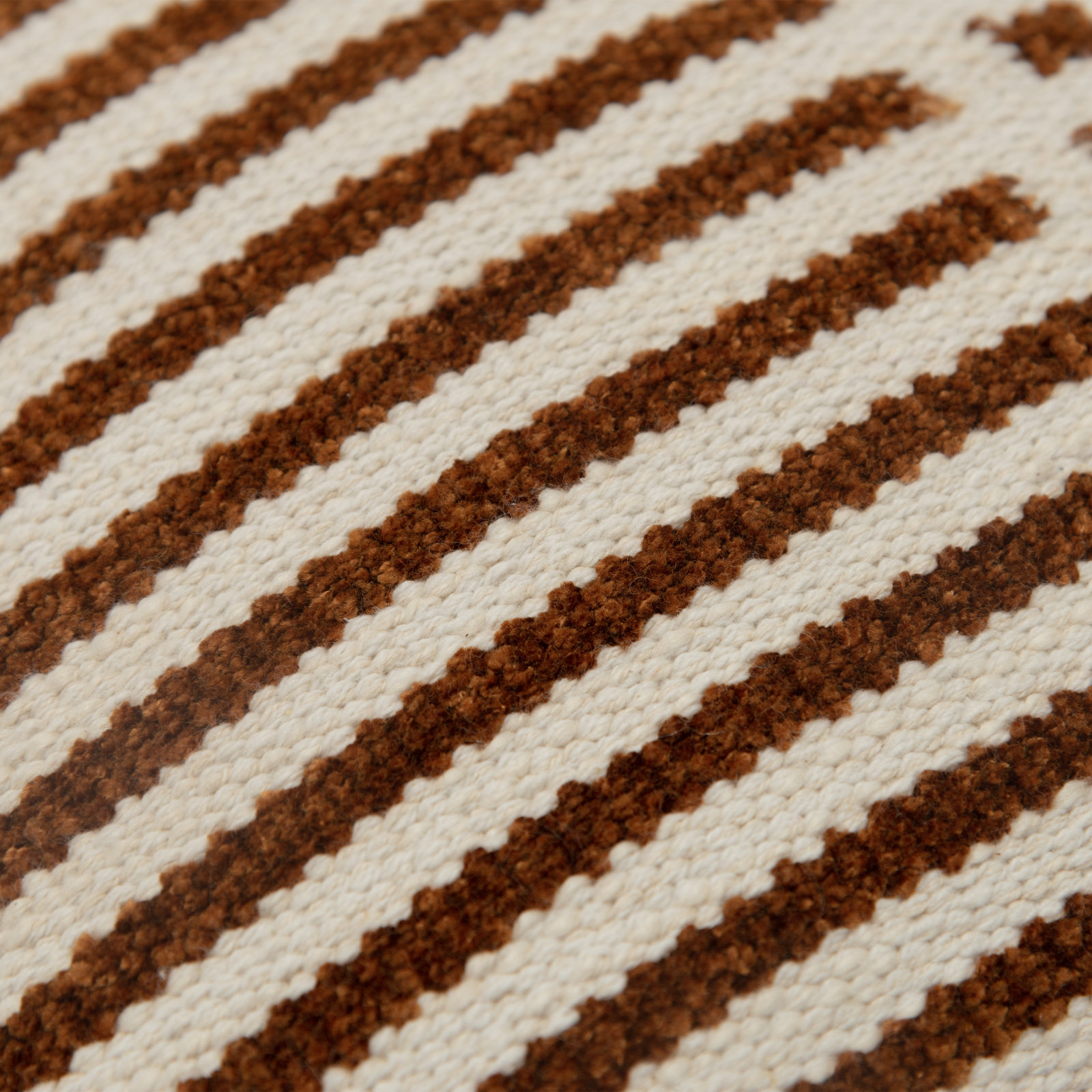 Carlus Striped Cotton Lumbar Throw Pillow, Natural/Camel