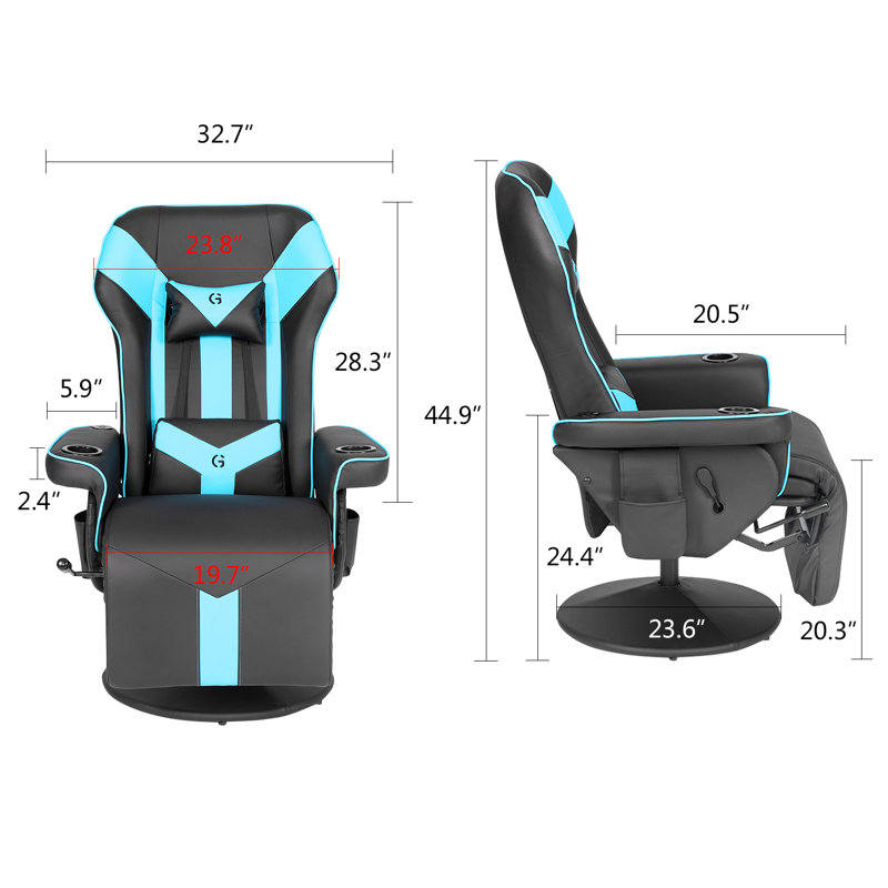 Fauteuil inclinable de jeu vidéo King Throne, Noir / Bleu