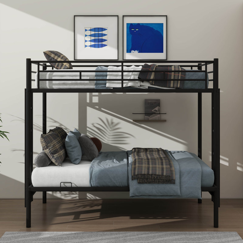 Lit superposé polyvalent en métal: configuration simple sur double