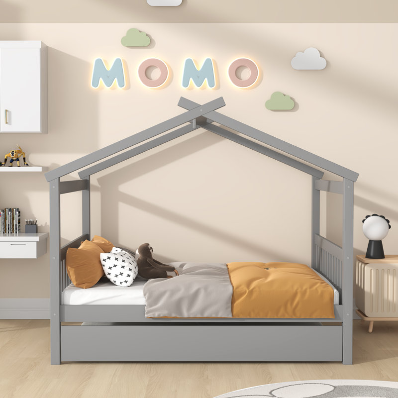 Pisinemo House Beds with Trundle, Gray, Full / Double