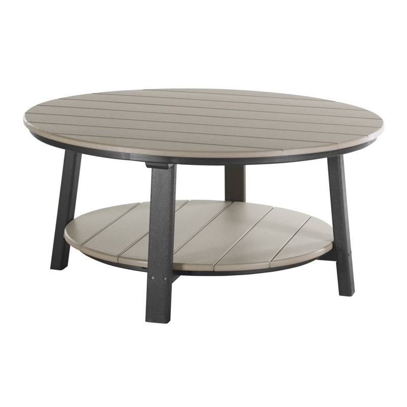 Table basse en plastique Orma, Noir, Bois vieilli