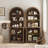 Retro Minimalism 70.5'' Tall Arched Display Cabinet With Solid Wood Handle-309705211