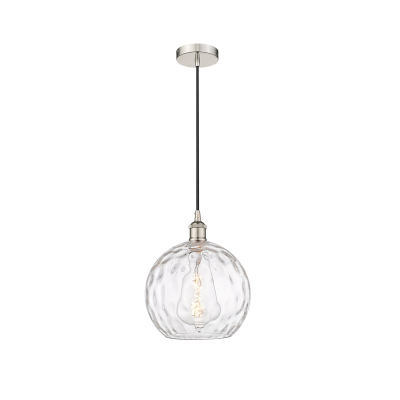 Luminaire suspendu simple à 1 lumière Ralph, H 12,75 po x l 10 po x P 10 po, Nickel poli