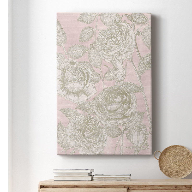 Blooming Roses II - peinture sur toile tendue, H 18 po x l 12 po x P 1 po