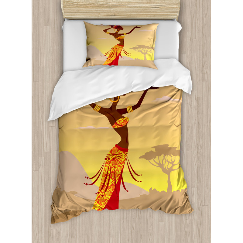 Afro Eclectic Polyester Duvet Cover, Twin